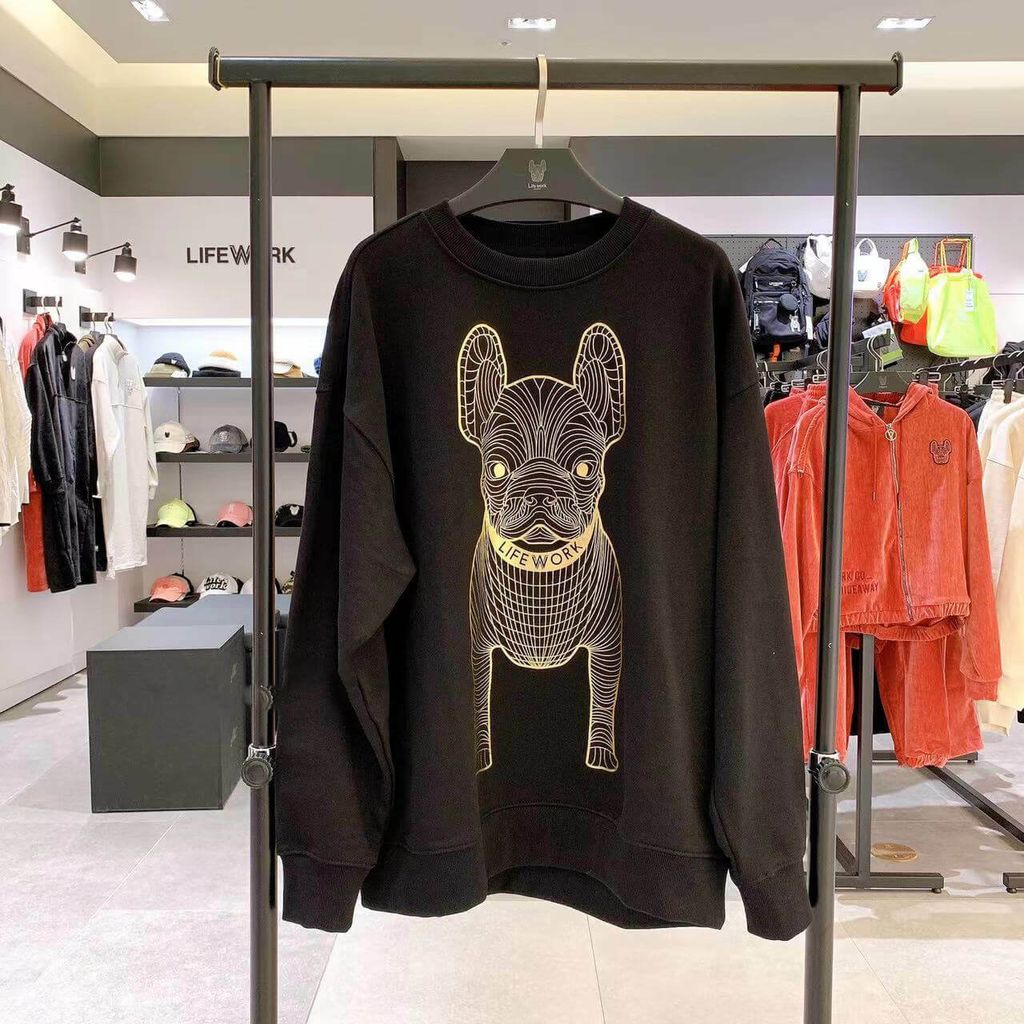 JuzBeauty_JuzBeautyMalaysia_JuzPretty_Authentic_Kbeauty_Malaysia_Skin_Care_Cosmetics_Jbeauty_Australia_Health_Care_korean_streetwear_LifeWork Gold Big Radok Sweatshirt 烫金法斗犬卫衣