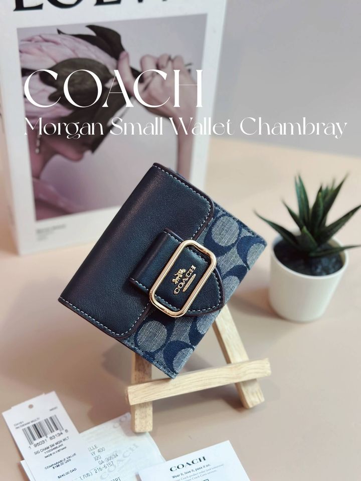 JuzBeauty_JuzBeautyMalaysia_JuzPretty_Authentic_Kbeauty_Malaysia_Skin_Care_Cosmetics_Jbeauty_Health_Care_korean_streetwear_US_Coach CH151 Small Morgan Wallet in Signature Chambray
