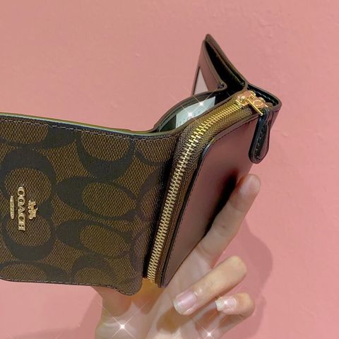JuzBeauty_JuzBeautyMalaysia_JuzPretty_Authentic_Kbeauty_Malaysia_Skin_Care_Cosmetics_Jbeauty_Health_Care_korean_streetwear_US_Coach 7331 Small Trifold Wallet in Signature Canvas Brown/black