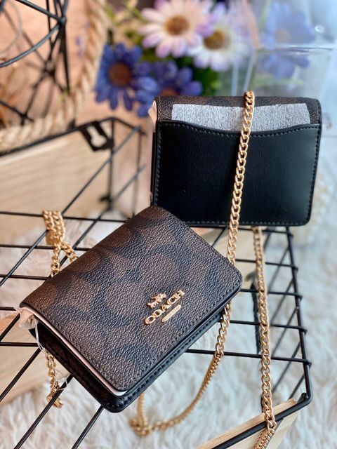 JuzBeauty_JuzBeautyMalaysia_JuzPretty_Authentic_Kbeauty_Malaysia_Skin_Care_Cosmetics_Jbeauty_Health_Care_korean_streetwear_US_COACH 6650 Signature Mini Wallet on Chain Brown Black