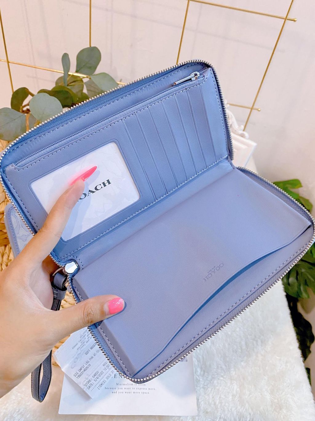 JuzBeauty_JuzBeautyMalaysia_JuzPretty_Authentic_Kbeauty_Malaysia_Skin_Care_Cosmetics_Jbeauty_Health_Care_korean_streetwear_US_COACH C9073 Dempsey Large Phone Wallet in Marble Blue