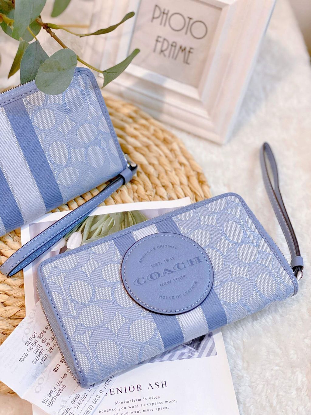 JuzBeauty_JuzBeautyMalaysia_JuzPretty_Authentic_Kbeauty_Malaysia_Skin_Care_Cosmetics_Jbeauty_Health_Care_korean_streetwear_US_COACH C9073 Dempsey Large Phone Wallet in Marble Blue