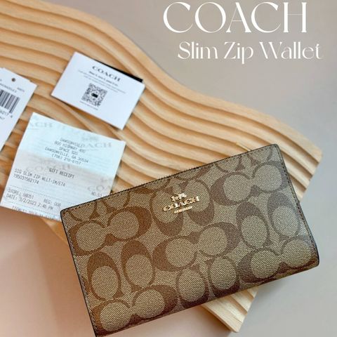 JuzBeauty_JuzBeautyMalaysia_JuzPretty_Authentic_Kbeauty_Malaysia_Skin_Care_Cosmetics_Jbeauty_Health_Care_korean_streetwear_US_COACH C8714 Sig Slim Zip Wallet in Khaaki Saddle