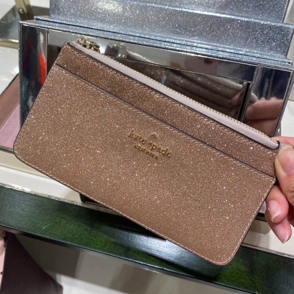 JuzBeauty_JuzBeautyMalaysia_JuzPretty_Authentic_Kbeauty_Malaysia_Skin_Care_Cosmetics_Jbeauty_Health_Care_korean_streetwear_US_Kate Spade K9256 Tinsel Glitter Fabric Slimcard Holder Rose Gold