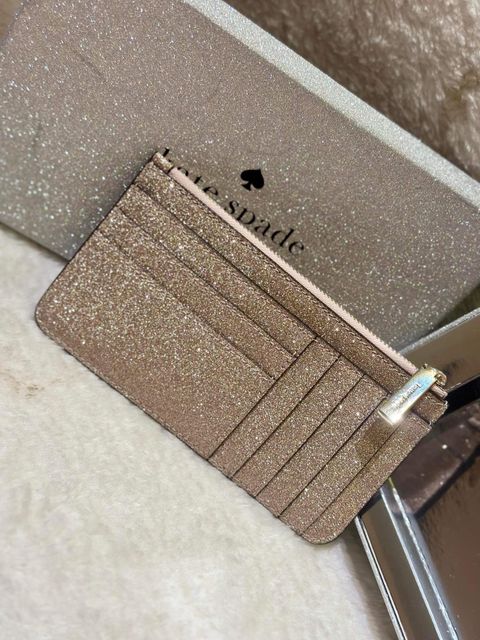 JuzBeauty_JuzBeautyMalaysia_JuzPretty_Authentic_Kbeauty_Malaysia_Skin_Care_Cosmetics_Jbeauty_Health_Care_korean_streetwear_US_Kate Spade K9256 Tinsel Glitter Fabric Slimcard Holder Rose Gold
