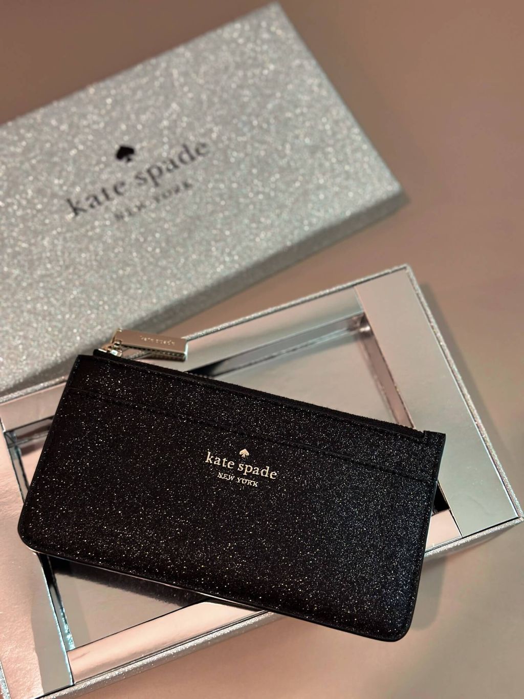 JuzBeauty_JuzBeautyMalaysia_JuzPretty_Authentic_Kbeauty_Malaysia_Skin_Care_Cosmetics_Jbeauty_Health_Care_korean_streetwear_US_Kate Spade K9256 Tinsel Glitter Fabric Slimcard Holder Black