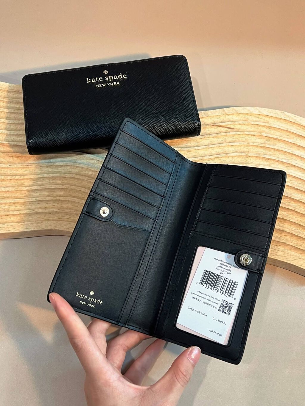 JuzBeauty_JuzBeautyMalaysia_JuzPretty_Authentic_Kbeauty_Malaysia_Skin_Care_Cosmetics_Jbeauty_Health_Care_korean_streetwear_US_Kate Spade WLR00145 Large Slim Bifold Wallet Staci Black