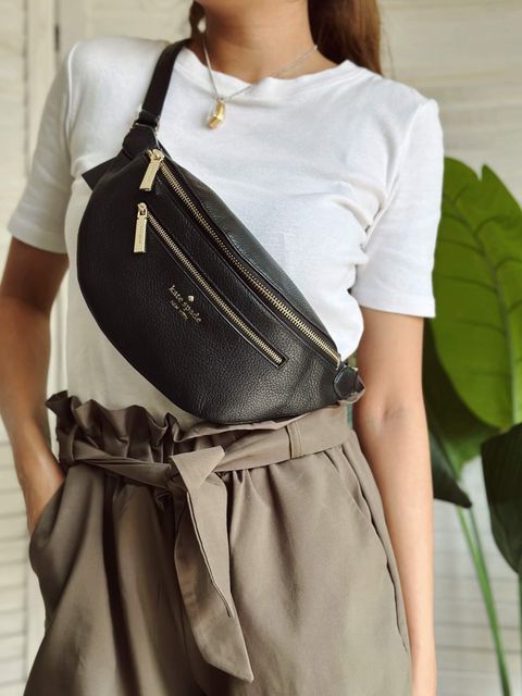 JuzBeauty_JuzBeautyMalaysia_JuzPretty_Authentic_Kbeauty_Malaysia_Skin_Care_Cosmetics_Jbeauty_Health_Care_korean_streetwear_US_Kate Spade WKR00306 Leila Pebbled Leather Belt Bag in Black