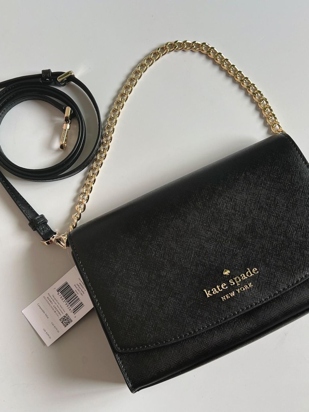 Kate Spade Carson Convertible Crossbody Handbag with Card Case (Black)