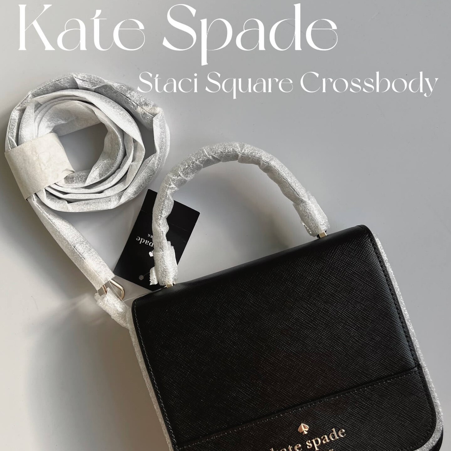 NWT Kate Spade Staci Square Crossbody Black Leather K7342