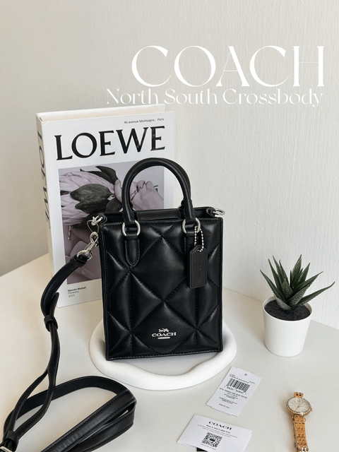 JuzBeauty-JuzBeautyMalaysia-JuzPretty-Authentic-Kbeauty-Malaysia-Skin-Care-Cosmetics-Jbeauty-Health-Care-korean-streetwear-COACH Coach CJ580 North South Mini Tote With Puffy Diamond Quilting Black 琴谱包1