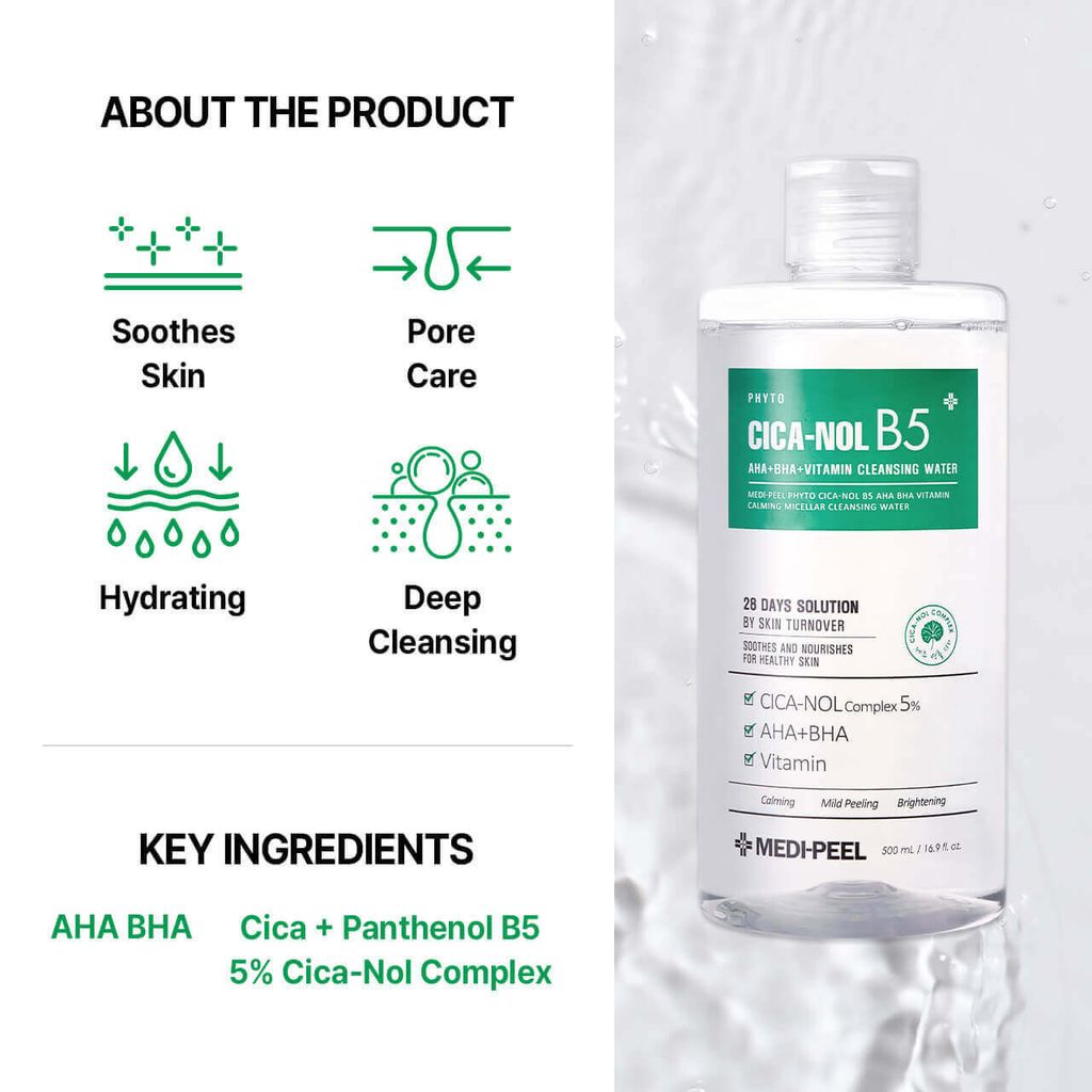 JuzBeauty-JuzBeautyMalaysia-JuzPretty-Authentic-Kbeauty-Malaysia-Skin-Care-Cosmetics-Jbeauty-Health-Care-korean-streetwear-MEDI-PEEL Phyto Cicanol B5 AHA BHA Vitamin Calming Micellar Cleansing Water MEDIPEEL 镇静胶束洁面卸妆水1