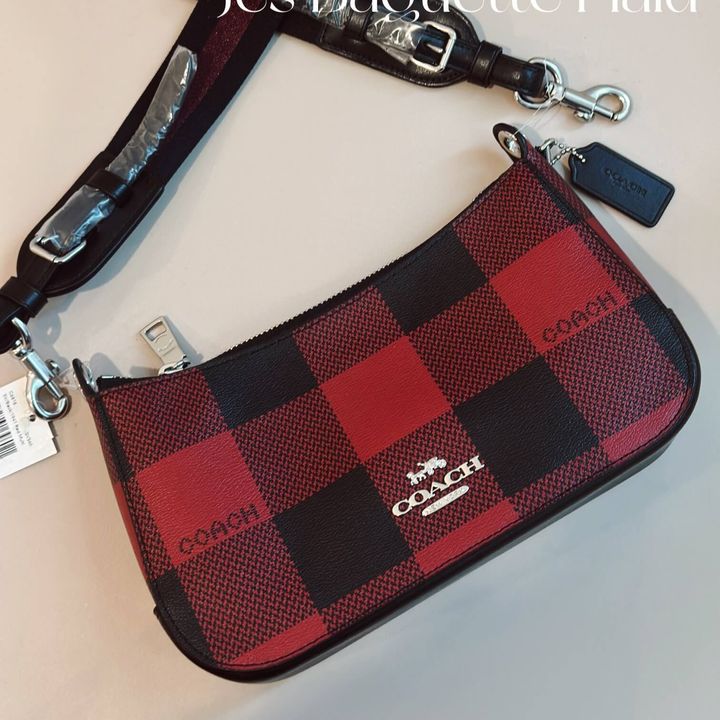 JuzBeauty-JuzBeautyMalaysia-JuzPretty-Authentic-Kbeauty-Malaysia-Skin-Care-Cosmetics-Jbeauty-Health-Care-korean-streetwear-COACH C6818 Jes Baguette With Buffalo Plaid Print 麻将包