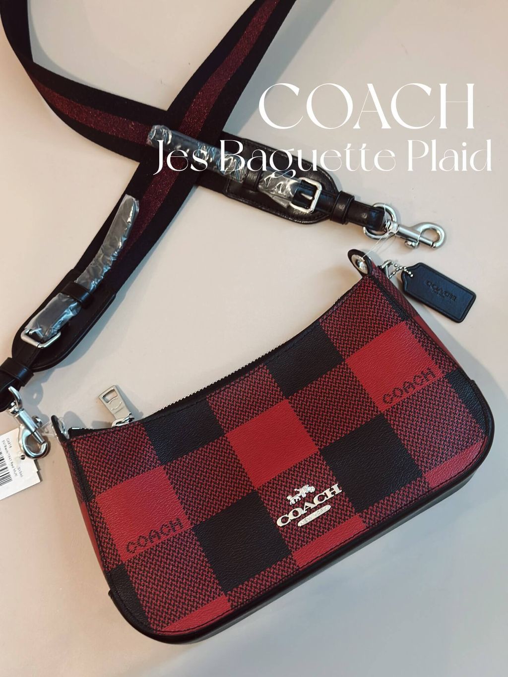 JuzBeauty-JuzBeautyMalaysia-JuzPretty-Authentic-Kbeauty-Malaysia-Skin-Care-Cosmetics-Jbeauty-Health-Care-korean-streetwear-COACH C6818 Jes Baguette With Buffalo Plaid Print 麻将包