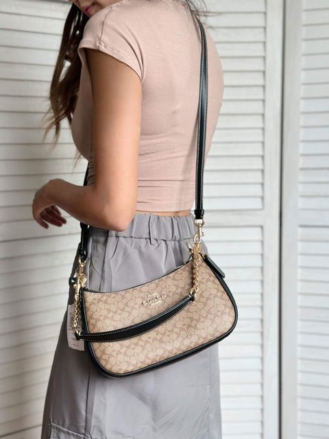 JuzBeauty_JuzBeautyMalaysia_JuzPretty_Authentic_Kbeauty_Malaysia_Skin_Care_Cosmetics_Jbeauty_Health_Care_korean_streetwear_US_Luxury_COACH CJ941 Teri Shoulder Bag In Signature Canvas In Khaki Black 腋下包2