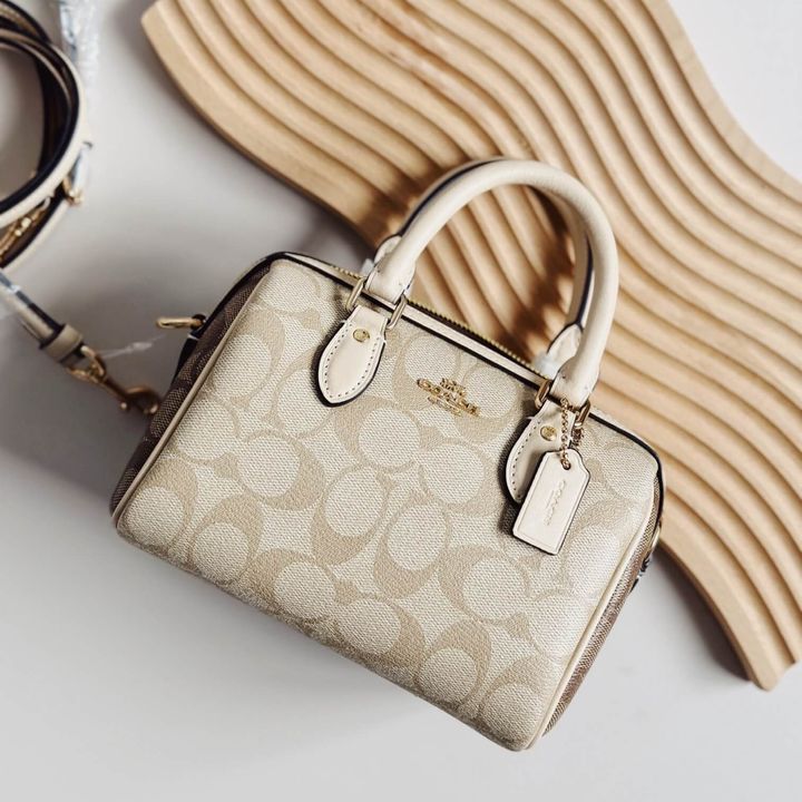 JuzBeauty_JuzBeautyMalaysia_JuzPretty_Authentic_Kbeauty_Malaysia_Skin_Care_Cosmetics_Jbeauty_Health_Care_korean_streetwear_US_Luxury_COACH CH160 Mini Rowan Satchel In Blocked Signature Canvas In Im:light Khaki Multi 枕头包5