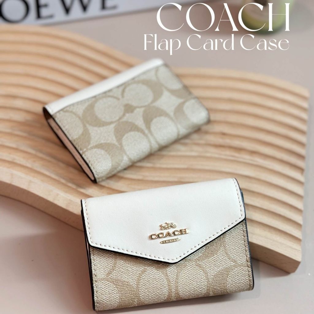 JuzBeauty_JuzBeautyMalaysia_JuzPretty_Authentic_Kbeauty_Malaysia_Skin_Care_Cosmetics_Jbeauty_Health_Care_korean_streetwear_US_Luxury_COACH CH202 Signature Flap Card Case In Im Light Khaki Chalk 卡包4