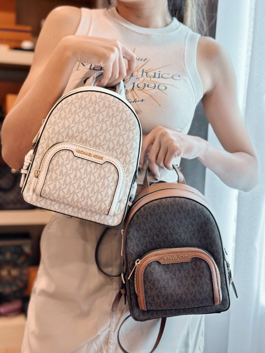 JuzBeauty_JuzBeautyMalaysia_JuzPretty_Authentic_Kbeauty_Malaysia_Skin_Care_Cosmetics_Jbeauty_Health_Care_korean_streetwear_US_Luxury_MICHAEL KORS 35T2G8TB1B Jaycee Mini Backpack In Lt Cream Multi 迷你背包1