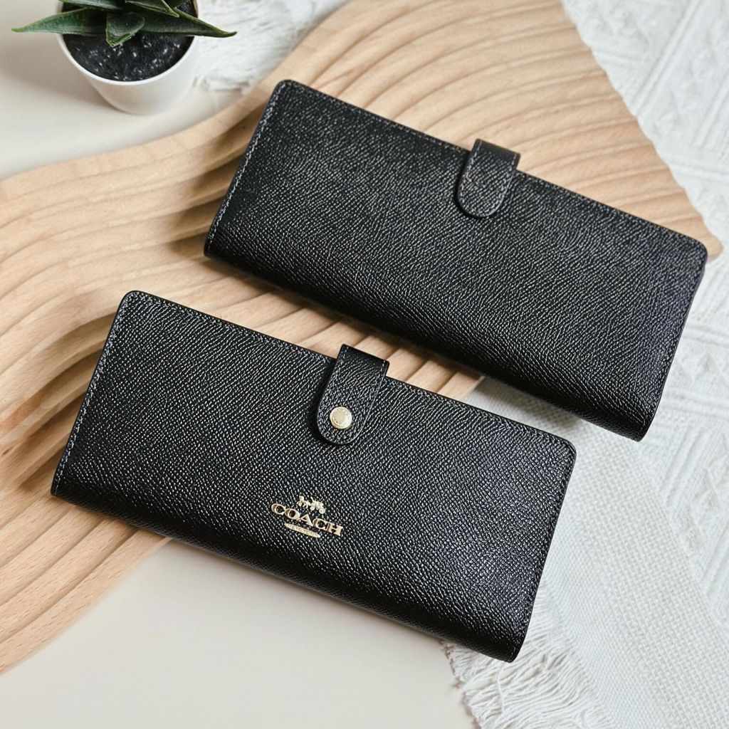 JuzBeauty_JuzBeautyMalaysia_JuzPretty_Authentic_Kbeauty_Malaysia_Skin_Care_Cosmetics_Jbeauty_Health_Care_korean_streetwear_US_Luxury_COACH CH410 Crossgrain Leather Slim Wallet In Black 女士长夹2