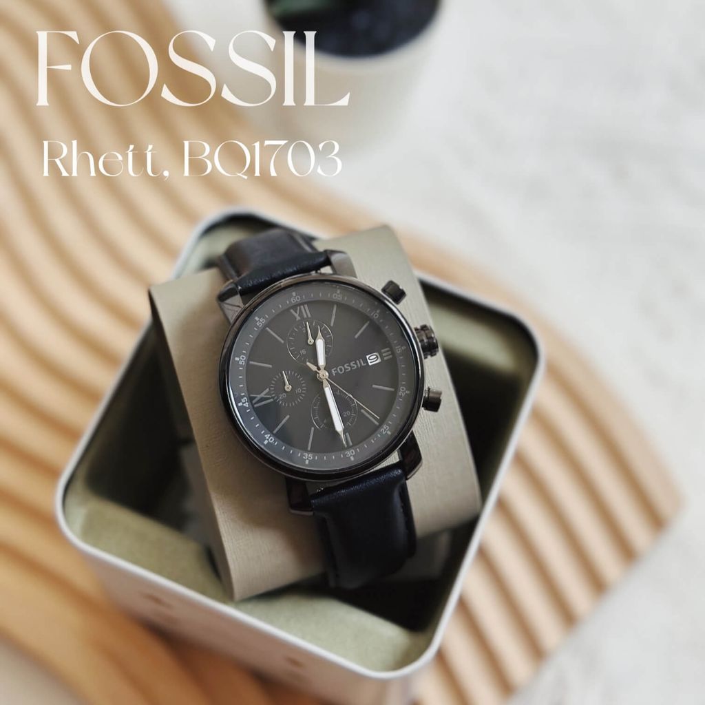 JuzBeauty_JuzBeautyMalaysia_JuzPretty_Authentic_Kbeauty_Malaysia_Skin_Care_Cosmetics_Jbeauty_Health_Care_korean_streetwear_US_Luxury_FOSSIL BQ1703 Rhett Chronograph Black Leather Watch 男士手表5