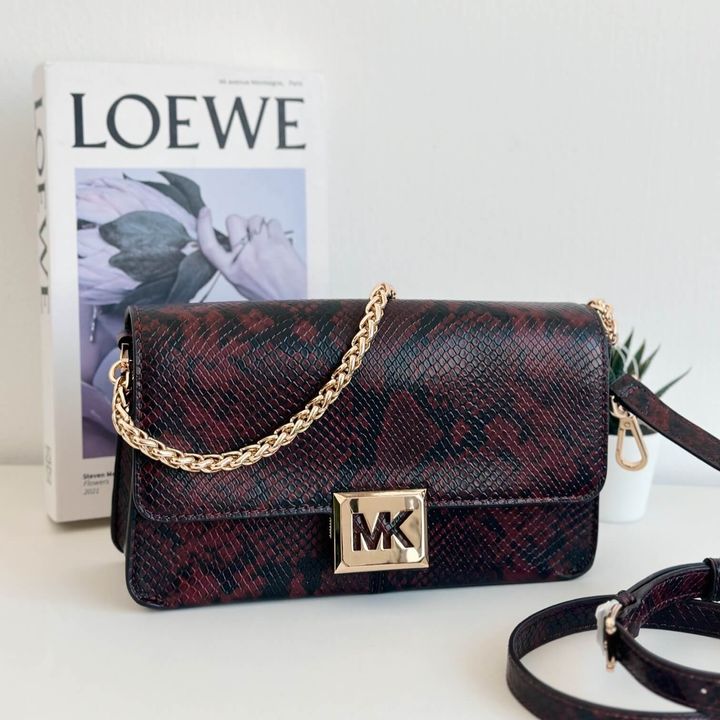 JuzBeauty_JuzBeautyMalaysia_JuzPretty_Authentic_Kbeauty_Malaysia_Skin_Care_Cosmetics_Jbeauty_Health_Care_korean_streetwear_US_Luxury_MICHAEL KORS 35F1G6SL3G Sonia Medium Snake Embossed Faux Laether Shoulder Bag In Merlot 法棍包1