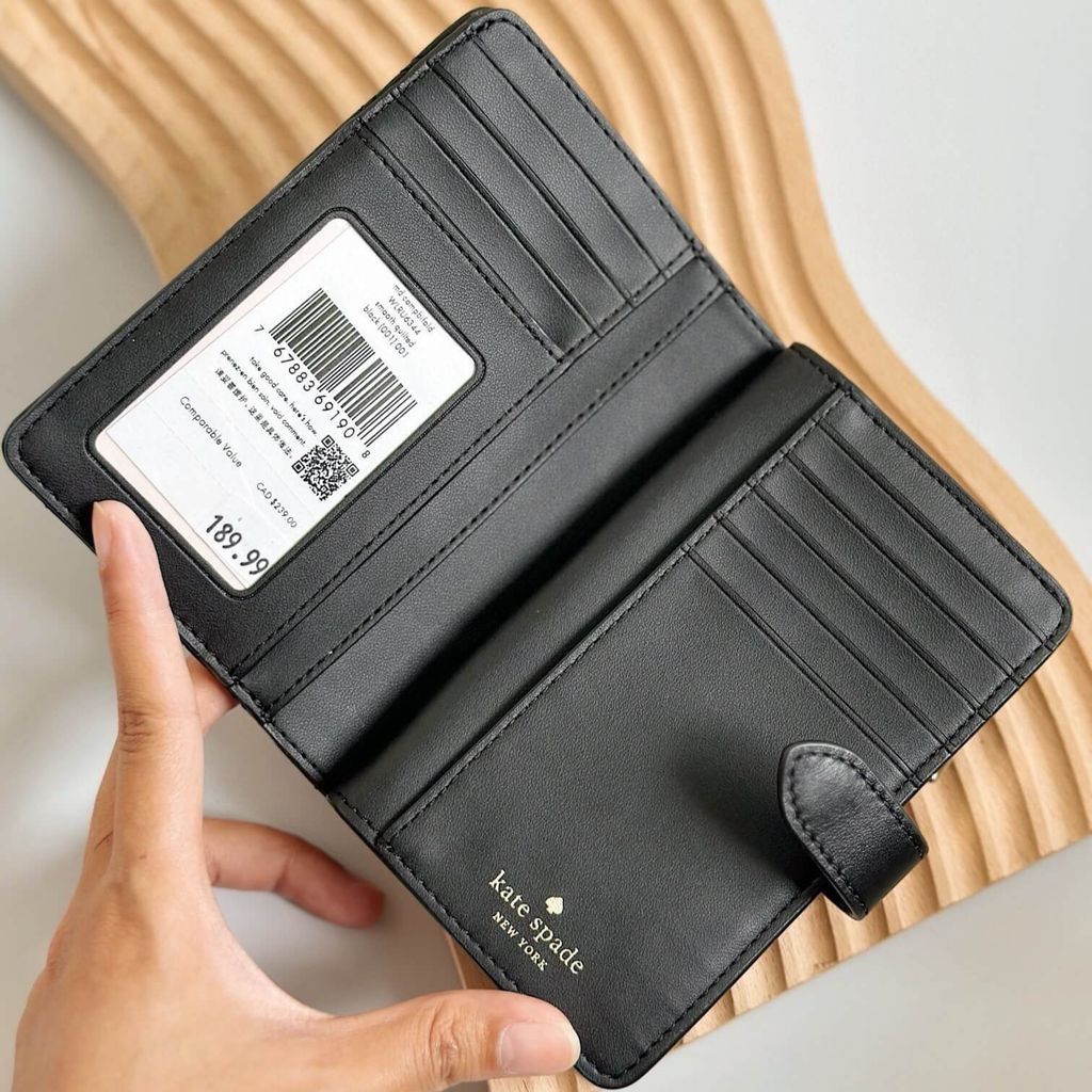 JuzBeauty_JuzBeautyMalaysia_JuzPretty_Authentic_Kbeauty_Malaysia_Skin_Care_Cosmetics_Jbeauty_Health_Care_korean_streetwear_US_Luxury_KATE SPADE WLRU6344 Natalia Medium Compact Bifold Wallet In Black 女士钱包1