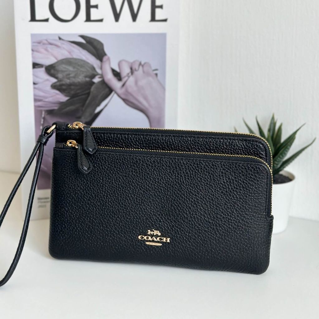 JuzBeauty_JuzBeautyMalaysia_JuzPretty_Authentic_Kbeauty_Malaysia_Skin_Care_Cosmetics_Jbeauty_Health_Care_korean_streetwear_US_Luxury_COACH C5610 Double Zip Wallet In Black 女士手拿包2