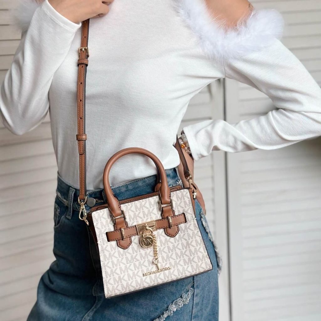 JuzBeauty_JuzBeautyMalaysia_JuzPretty_Authentic_Kbeauty_Malaysia_Skin_Care_Cosmetics_Jbeauty_Health_Care_korean_streetwear_US_Luxury_MICHAEL KORS 35H1GHMS0B Hamilton Extra-Small Leather Satchel In Vanilla 单肩包2