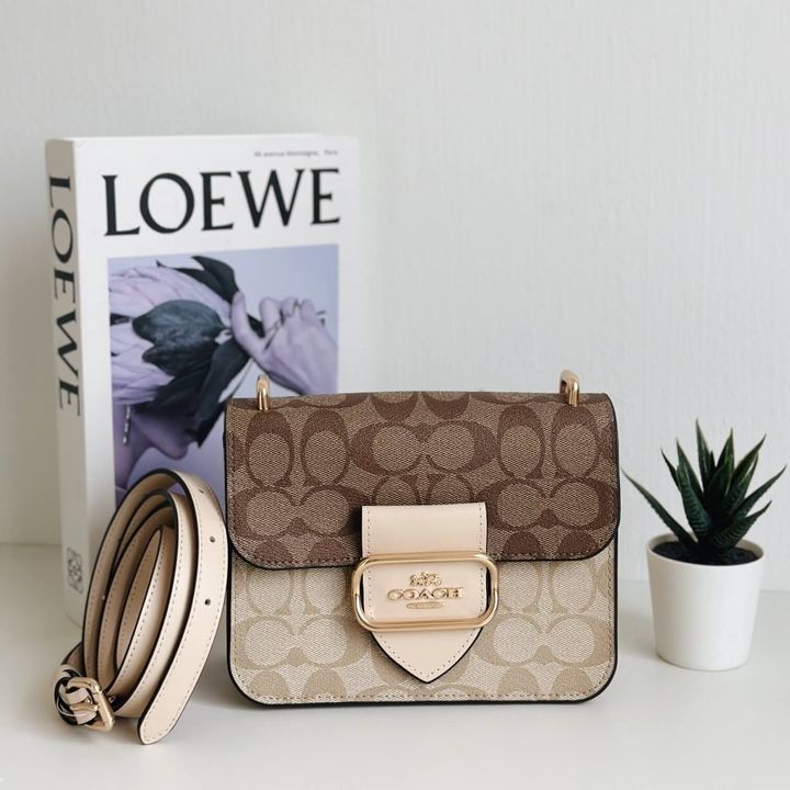 JuzBeauty_JuzBeautyMalaysia_JuzPretty_Authentic_Kbeauty_Malaysia_Skin_Care_Cosmetics_Jbeauty_Health_Care_korean_streetwear_US_Luxury_COACH CL429 Morgan Square Crossbody In Blocked Signature Canvas In Light Khaki Multi 斜挎包6
