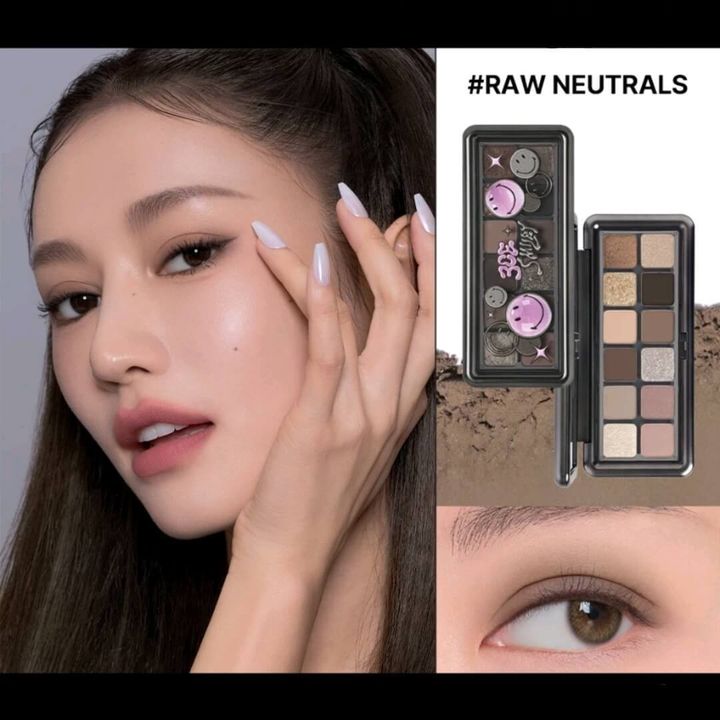 JuzBeauty-JuzBeautyMalaysia-JuzPretty-Authentic-Kbeauty-Malaysia-Skin-Care-Cosmetics-Jbeauty-Health-Care-korean-streetwear-Olive Young 3CE x SMILEY Edition New Take Eyeshadow Palette 十二色眼影盘 RAW NEUTRALS 水泥盘2