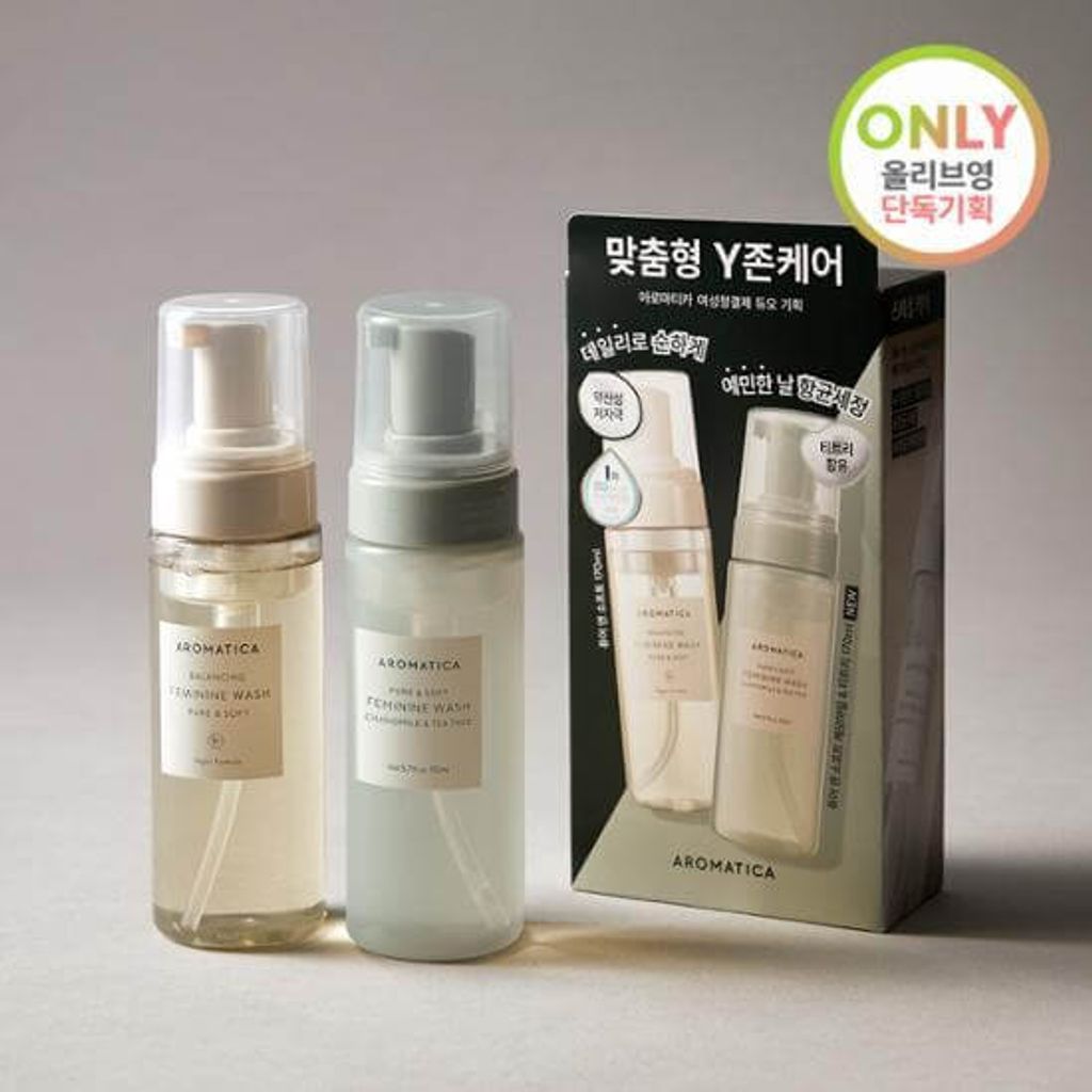 JuzBeauty-JuzBeautyMalaysia-JuzPretty-Authentic-Kbeauty-Malaysia-Skin-Care-Cosmetics-Jbeauty-Health-Care-korean-streetwear-Olive Young AROMATICA Pure Soft Feminine Wash Special Set Chamomile Tea Tree 私处护理液套盒