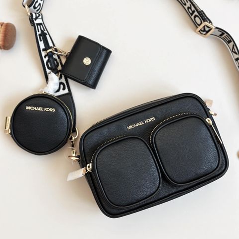 MICHAEL KORS 35S2GTTC6L Jet Set Medium Leather Crossbody Bag In Black 相机包1