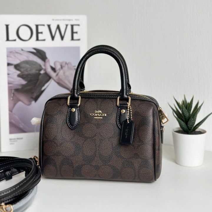 JuzBeauty_JuzBeautyMalaysia_JuzPretty_Authentic_Kbeauty_Malaysia_Skin_Care_Cosmetics_Jbeauty_Health_Care_korean_streetwear_US_Luxury_COACH CH469 Mini Rowan Crossbody In Signature Canvas In Brown Black 枕头包2