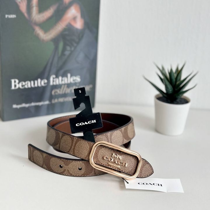 JuzBeauty_JuzBeautyMalaysia_JuzPretty_Authentic_Kbeauty_Malaysia_Skin_Care_Cosmetics_Jbeauty_Health_Care_korean_streetwear_US_Luxury_COACH CE971 Morgan Rectangle Buckle Belt 25mm In Khaki 女款腰带2