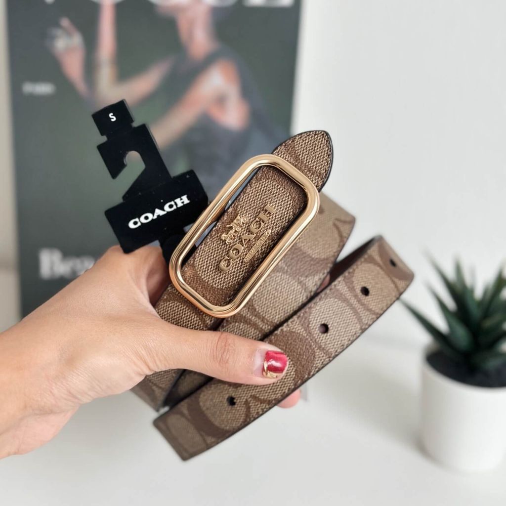 JuzBeauty_JuzBeautyMalaysia_JuzPretty_Authentic_Kbeauty_Malaysia_Skin_Care_Cosmetics_Jbeauty_Health_Care_korean_streetwear_US_Luxury_COACH CE971 Morgan Rectangle Buckle Belt 25mm In Khaki 女款腰带1