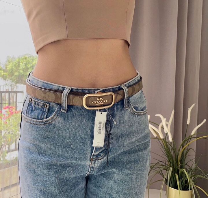 JuzBeauty_JuzBeautyMalaysia_JuzPretty_Authentic_Kbeauty_Malaysia_Skin_Care_Cosmetics_Jbeauty_Health_Care_korean_streetwear_US_Luxury_COACH CE971 Morgan Rectangle Buckle Belt 25mm In Khaki 女款腰带3