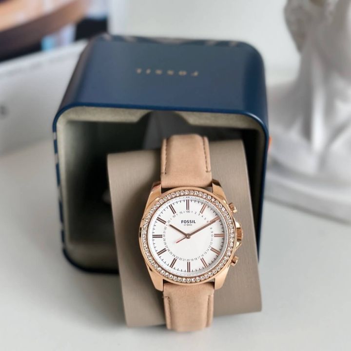 FOSSIL BQT5003 Damen Hybrid Smartwatch Janice Leder Beige 女装手表1