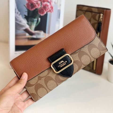 JuzBeauty_JuzBeautyMalaysia_JuzPretty_Authentic_Kbeauty_Malaysia_Skin_Care_Cosmetics_Jbeauty_Health_Care_korean_streetwear_US_Luxury_COACH CP246 Morgan Slim Wallet In Colorblock Signature Canvas In Im:Khaki Multi 长钱包2