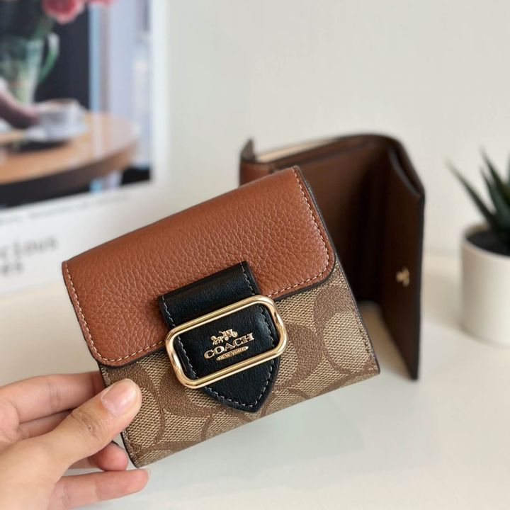 JuzBeauty_JuzBeautyMalaysia_JuzPretty_Authentic_Kbeauty_Malaysia_Skin_Care_Cosmetics_Jbeauty_Health_Care_korean_streetwear_US_Luxury_COACH CF472 Small Morgan Wallet In Colorblock Signature Canvas In Im-Khaki Multi 女款钱包2