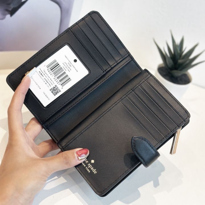JuzBeauty_JuzBeautyMalaysia_JuzPretty_Authentic_Kbeauty_Malaysia_Skin_Care_Cosmetics_Jbeauty_Health_Care_korean_streetwear_US_Luxury_KATE SPADE KC580 Madison Medium Compact Bifold Wallet In Black 女款钱包1