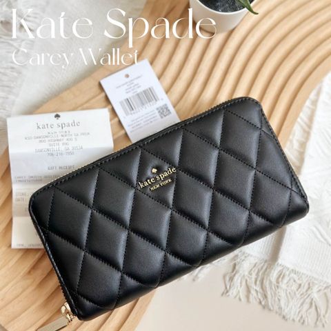 JuzBeauty_JuzBeautyMalaysia_JuzPretty_Authentic_Kbeauty_Malaysia_Skin_Care_Cosmetics_Jbeauty_Health_Care_korean_streetwear_US_Luxury_KATE SPADE KA590 Carey Smooth Quilted Leather Large Continental Wallet In Black 女款长钱包1