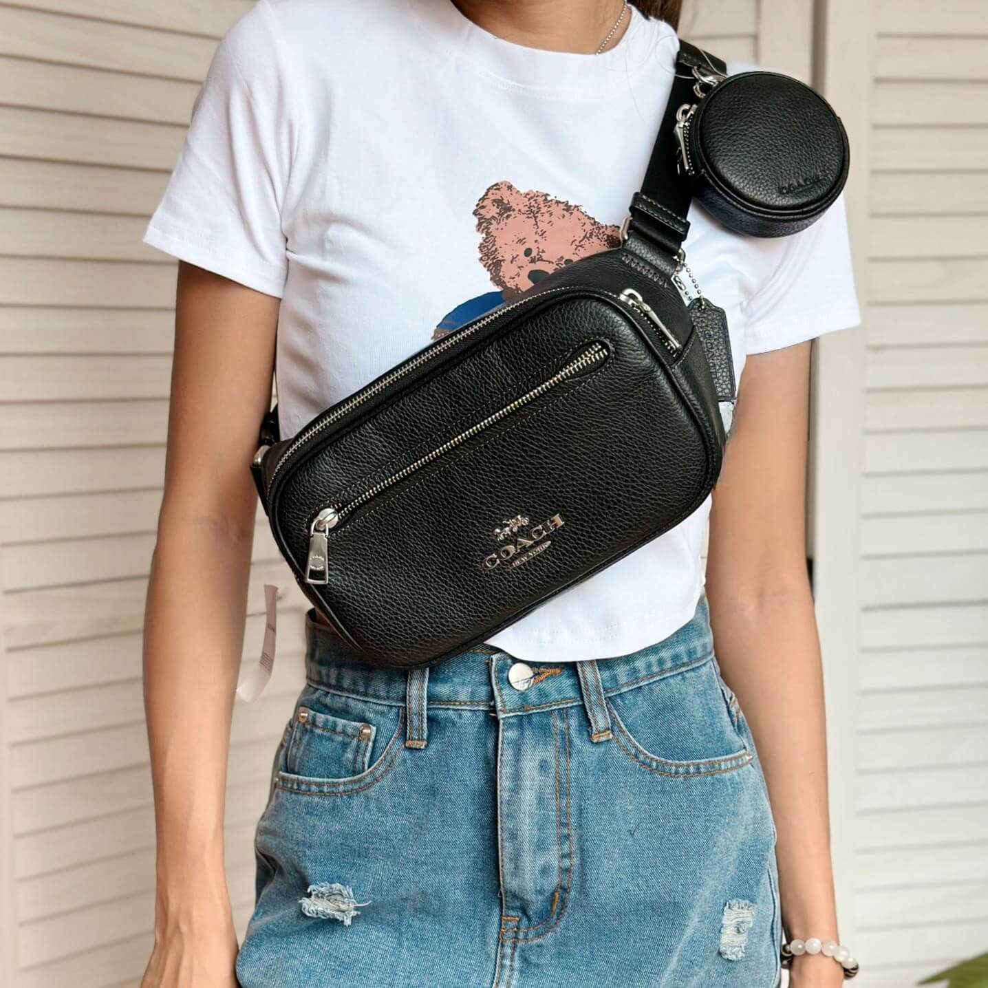 leather coach belt bag