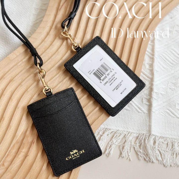 JuzBeauty_JuzBeautyMalaysia_JuzPretty_Authentic_Kbeauty_Malaysia_Skin_Care_Cosmetics_Jbeauty_Health_Care_korean_streetwear_US_Luxury_COACH F57311 Crossgrain Leather ID Lanyard Black 挂绳