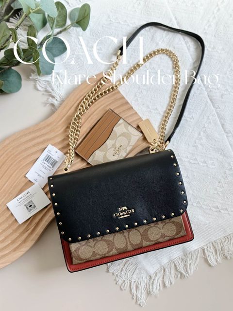JuzBeauty_JuzBeautyMalaysia_JuzPretty_Authentic_Kbeauty_Malaysia_Skin_Care_Cosmetics_Jbeauty_Health_Care_korean_streetwear_US_Luxury_COACH 90400 Klare Crossbody Sig Canvas With Rivets In Khaki Multi 风琴斜挎包9