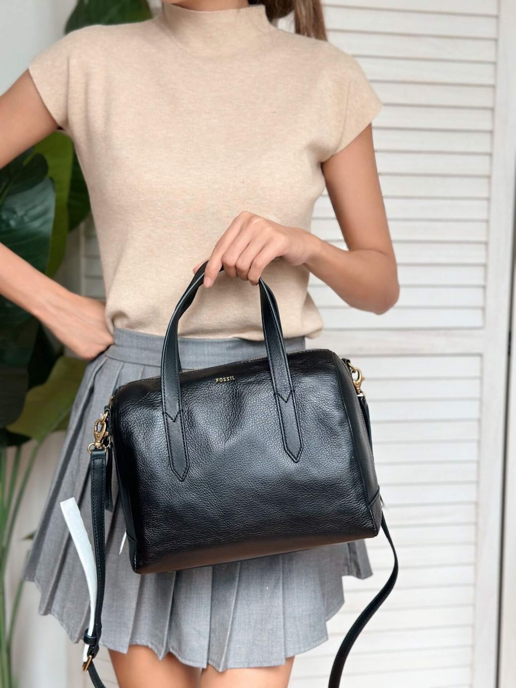 JuzBeauty_JuzBeautyMalaysia_JuzPretty_Authentic_Kbeauty_Malaysia_Skin_Care_Cosmetics_Jbeauty_Health_Care_korean_streetwear_US_Luxury_FOSSIL SHB1978001 Sydney Satchel In Black 波士顿包1