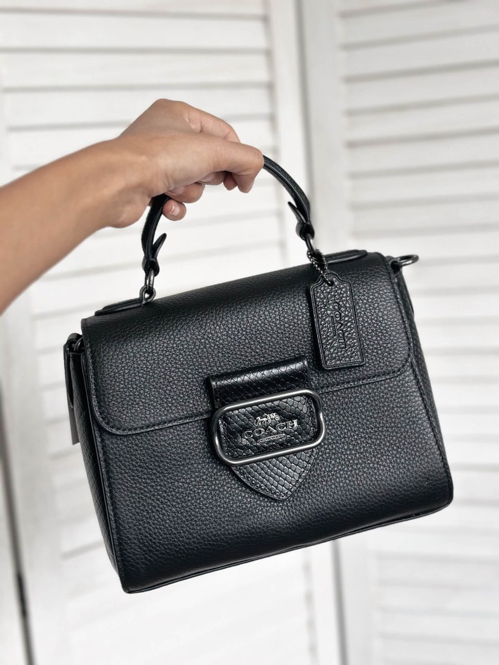 JuzBeauty_JuzBeautyMalaysia_JuzPretty_Authentic_Kbeauty_Malaysia_Skin_Care_Cosmetics_Jbeauty_Health_Care_korean_streetwear_US_Luxury_COACH CF321 Morgan Top Handle Satchel In Black 小方包1