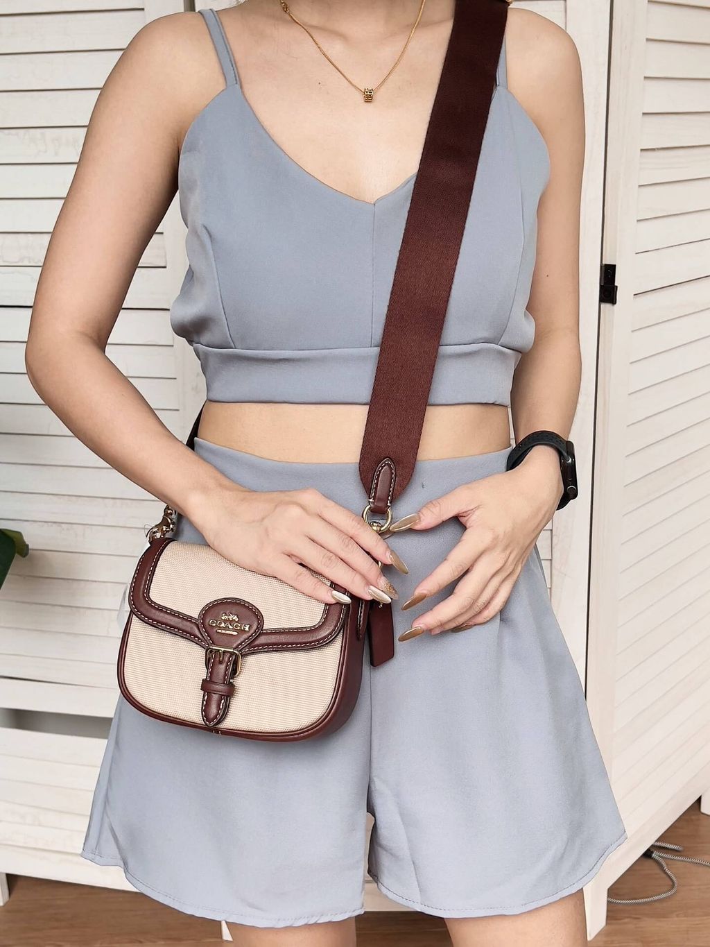 JuzBeauty_JuzBeautyMalaysia_JuzPretty_Authentic_Kbeauty_Malaysia_Skin_Care_Cosmetics_Jbeauty_Health_Care_korean_streetwear_US_Luxury_COACH CR257 Amelia Small Saddle Bag In Im-Natural Multi 迷你马鞍包3