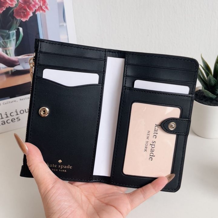 JuzBeauty_JuzBeautyMalaysia_JuzPretty_Authentic_Kbeauty_Malaysia_Skin_Care_Cosmetics_Jbeauty_Health_Care_korean_streetwear_US_Luxury_KATE SPADE WLR00395 Leila Small Slim Bifold Wallet In Black 钱包1