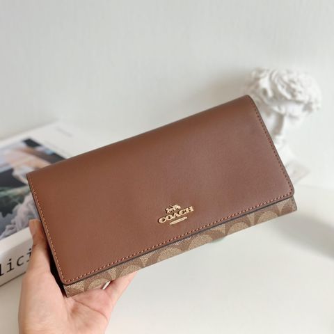 JuzBeauty_JuzBeautyMalaysia_JuzPretty_Authentic_Kbeauty_Malaysia_Skin_Care_Cosmetics_Jbeauty_Health_Care_korean_streetwear_US_Luxury_COACH C5966 Slim Trifold Wallet In Khaki 长钱包3