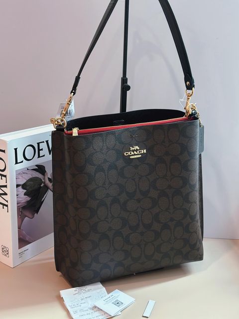 JuzBeauty_JuzBeautyMalaysia_JuzPretty_Authentic_Kbeauty_Malaysia_Skin_Care_Cosmetics_Jbeauty_Health_Care_korean_streetwear_US_Luxury_COACH CA561 Mollie Bucket Bag In Signature Canvas In Brown Black 水桶包7